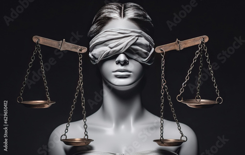 scales of justice concept of justice is blind created with Generative AI technology