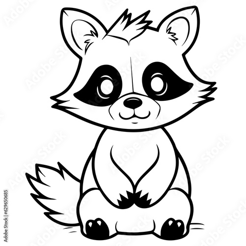 Raccoon. Element for coloring page. Cartoon style. © DLC Studio