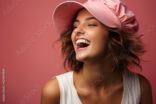 girl wearing pink smiling