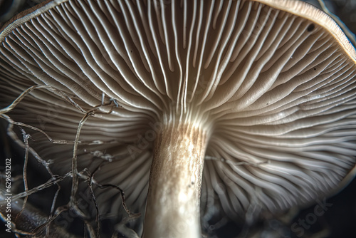 Abstract boletus mushroom. Big fungus with mushroom plates close up image.