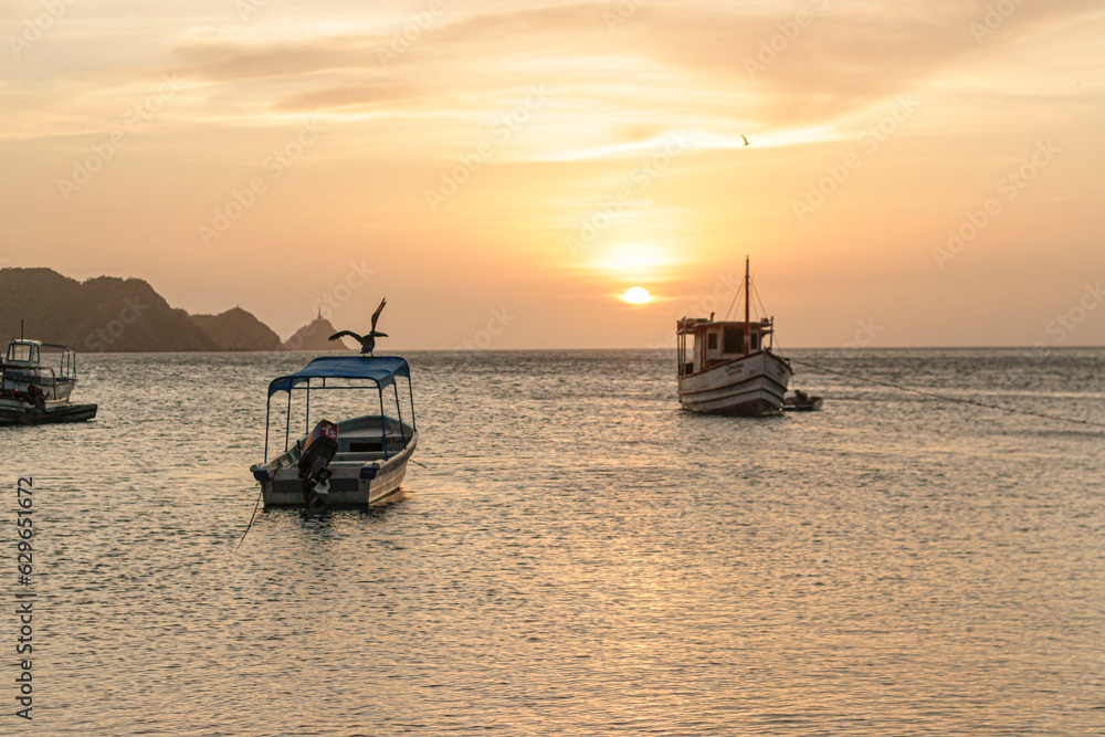 boat at sunset