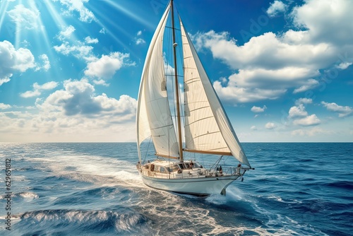 Yacht sail boat in Atlantic ocean © neirfy