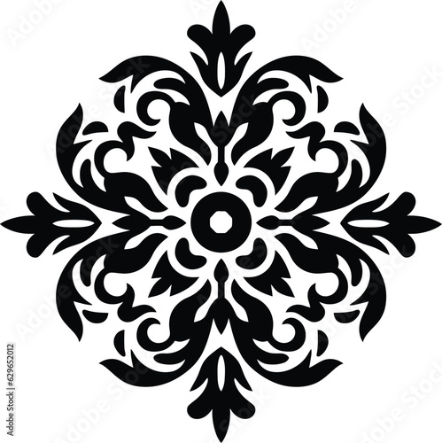 Mandala Pattern Stencil doodles sketch good mood. White mandala on black Pattern Stencil Doodles Sketch