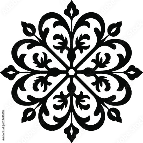 Mandala Pattern Stencil doodles sketch good mood. White mandala on black Pattern Stencil Doodles Sketch