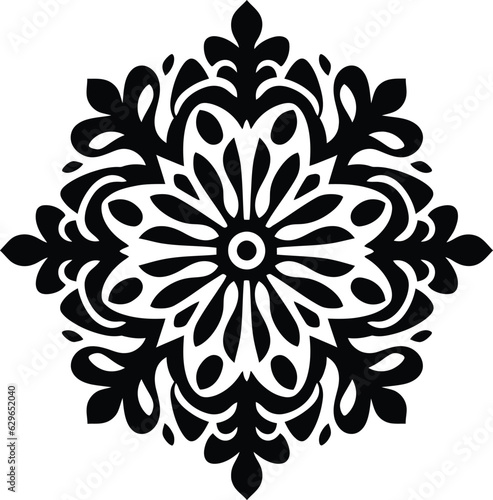 Mandala Pattern Stencil doodles sketch good mood. White mandala on black Pattern Stencil Doodles Sketch