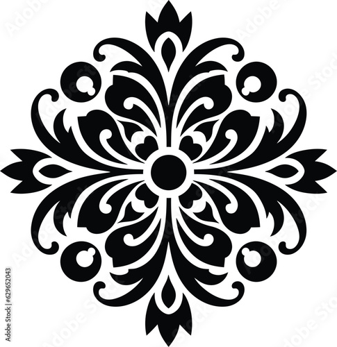 Mandala Pattern Stencil doodles sketch good mood. White mandala on black Pattern Stencil Doodles Sketch
