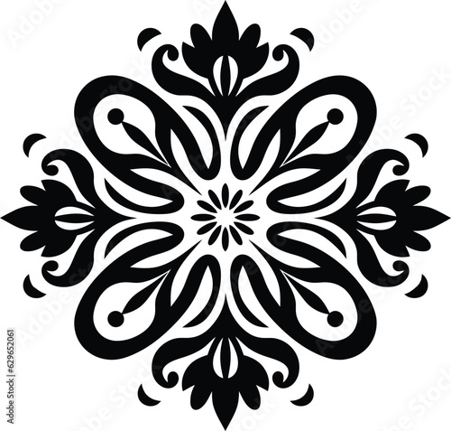Mandala Pattern Stencil doodles sketch good mood. White mandala on black Pattern Stencil Doodles Sketch