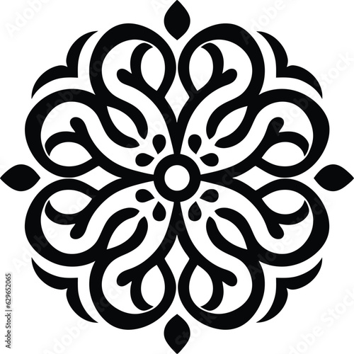 Mandala Pattern Stencil doodles sketch good mood. White mandala on black Pattern Stencil Doodles Sketch