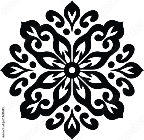 Mandala Pattern Stencil doodles sketch good mood. White mandala on black Pattern Stencil Doodles Sketch