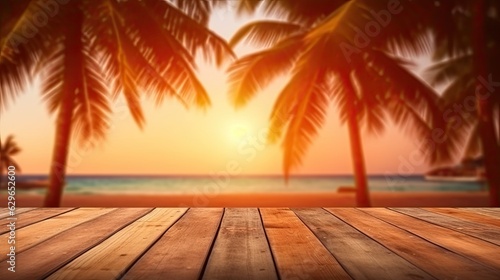 Sunny summer beach with palms