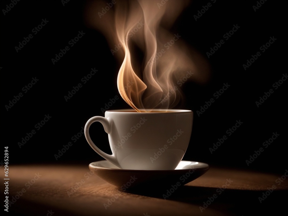 cup of coffee ( or tea ) with steam on a dark background cup of coffee ( or tea ) with steam on a dark background