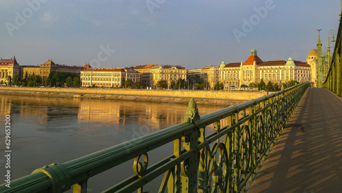 Budapest Hungary The bridge connects Buda and Pest across the River Danube