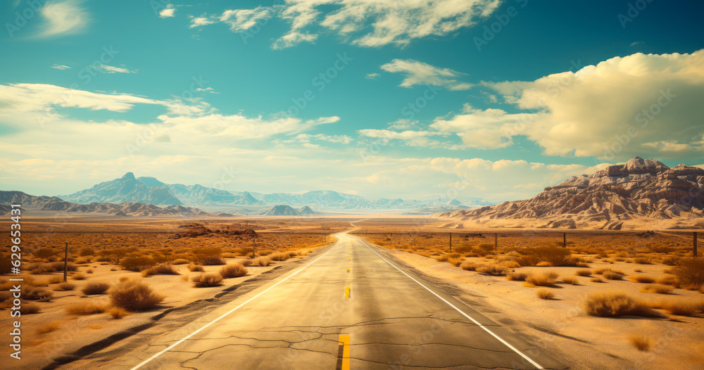 Highway in the Wild West Desert Landscape