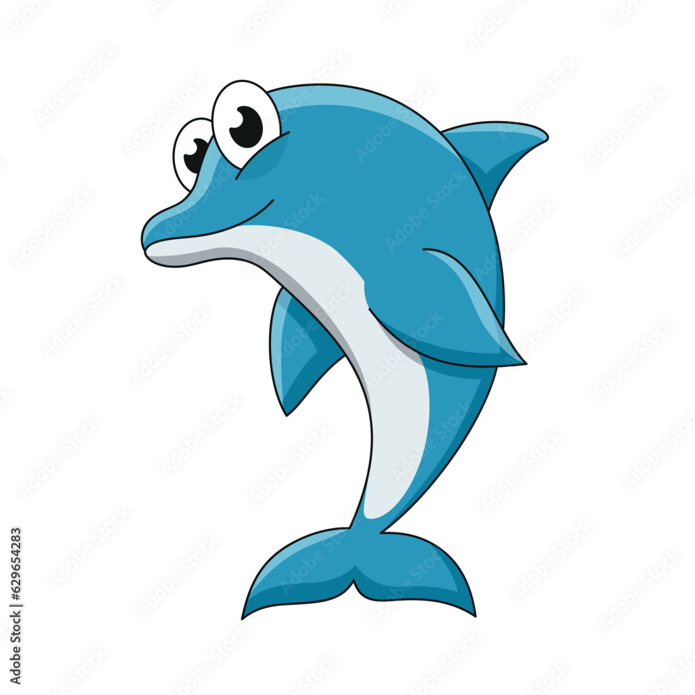 Obraz premium Dolphin. Wildlife cartoon illustration