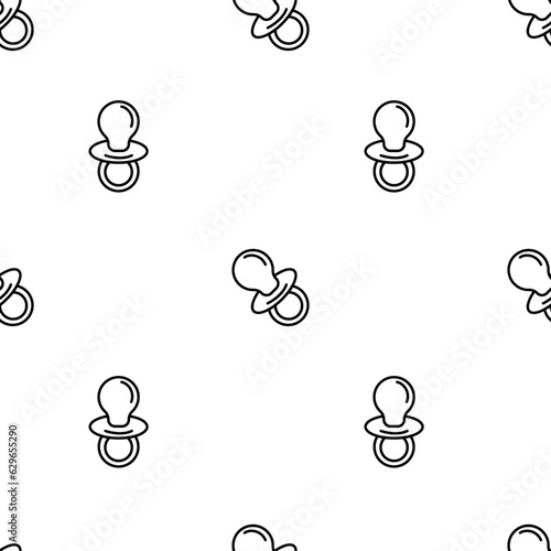 Contour baby pacifiers. Seamless background of icons of baby soothers