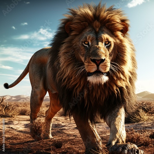 fierce lion in africa cinematic realistic 4k