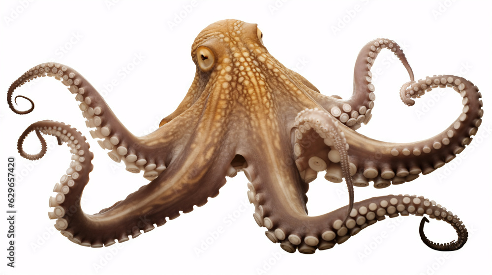 Fototapeta premium Fresh octopus with tentacles isolated on a white background. .