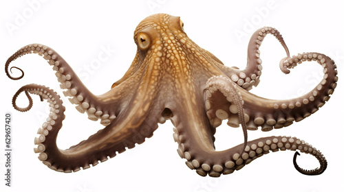 Fresh octopus with tentacles isolated on a white background. .