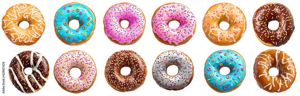 set of donuts, isolated on transparent background cutout - png ...