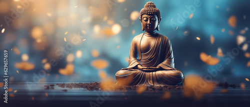 Serene Buddha statue embracing tranquility in a digital oasis