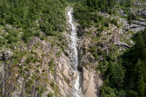 aerial view of one of the waterfalls in the val di genoa trentino
