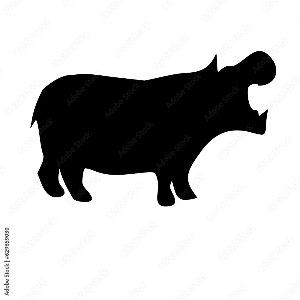 Vector hippo silhouette view side for retro . Vector hippo silhouette view side for retro .