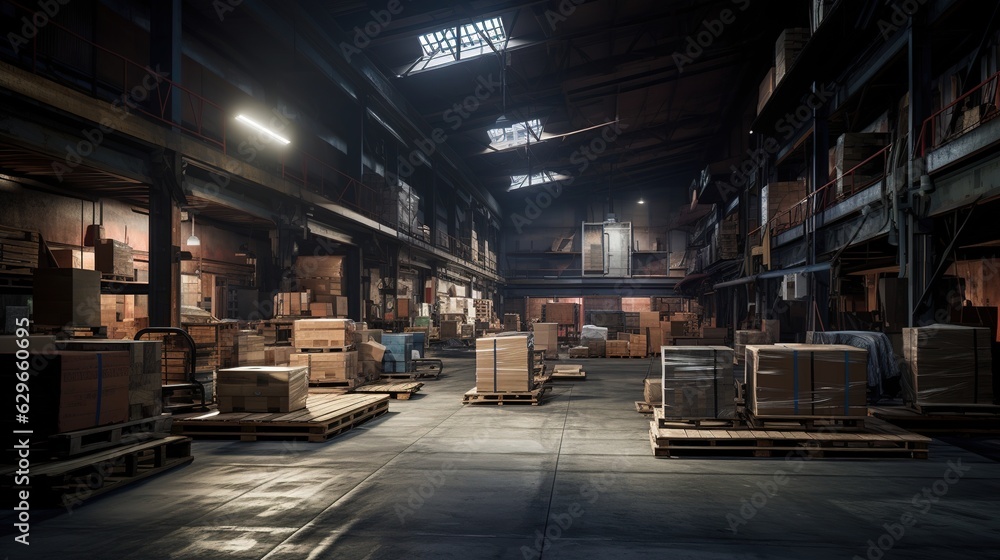 Fototapeta premium warehouse workers in factory interior industry