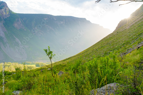 Sunset in Cholyshman valley in Altai 