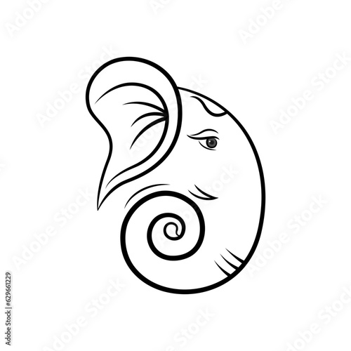 Hindu God Lord Ganesha line art vector Illustration