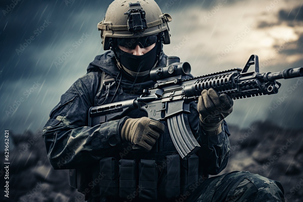 special forces soldier holding a gun special forces soldier holding a gun