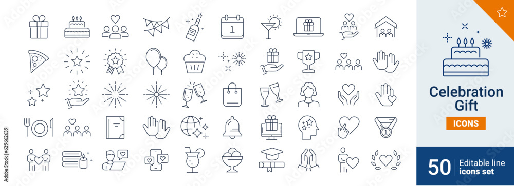Celebrations icons Pixel perfect. Cake, birthday, fun, .... Celebrations icons Pixel perfect. Cake, birthday, fun, ....