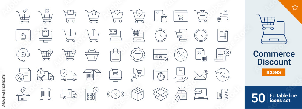 Commerce icons Pixel perfect. Sale, store, shopping, ....