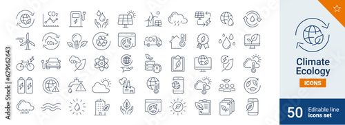 Climate icons Pixel perfect. recycle, bio, water, ....