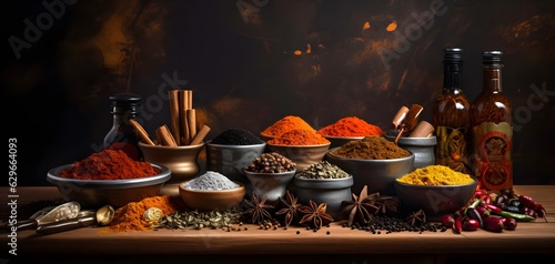 Fototapeta Naklejka Na Ścianę i Meble -  Color spice collection created with Generative AI technology 