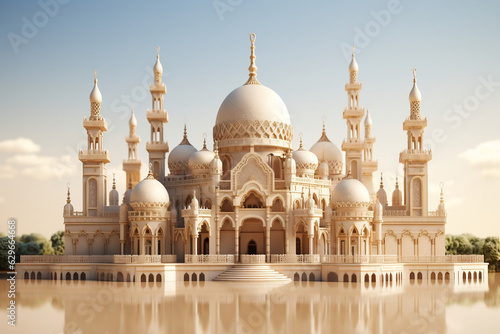 Translucent Splendor: Captivating 3D Mosque in Transparent Elegance