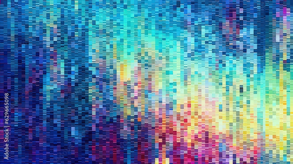 Abstract gradient pixel background with glitch effect by Generative AI Abstract gradient pixel background with glitch effect by Generative AI