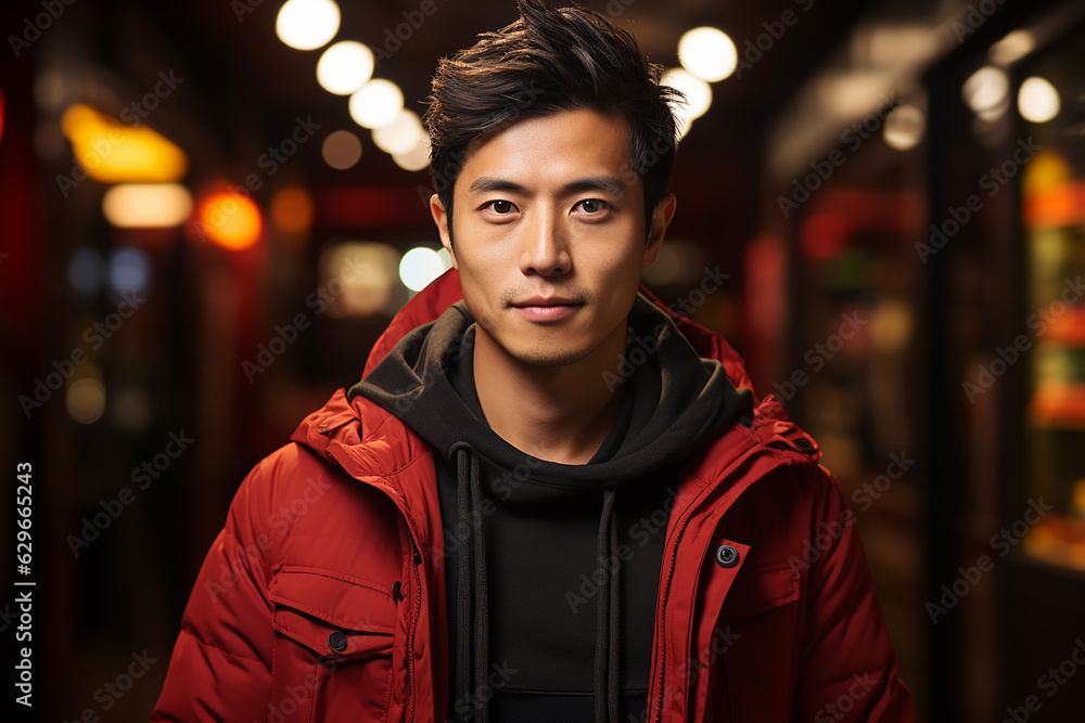 custom made wallpaper toronto digitalGenerative ai studio portrait of young gorgeous handsome asian man on colour background