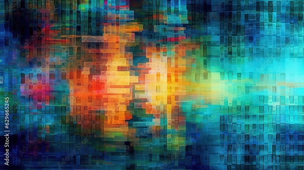 Abstract gradient pixel background with glitch effect by Generative AI
