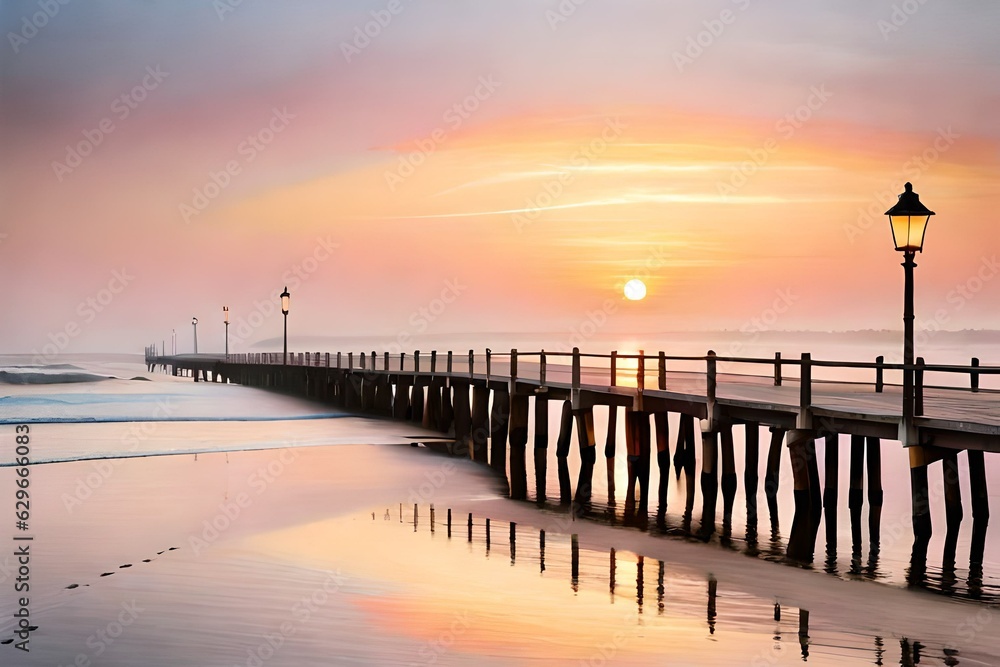 Obraz premium sunset at the pier