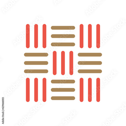 3本線で作ったシンプルな図形のあしらい - 和モダンなおめでたいカラーの日本の紋様 - 三崩し・網代文様 