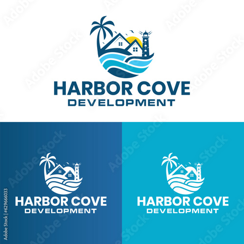 Tablou pe pânză Harbor cove logo design for your company branding and grow your business
