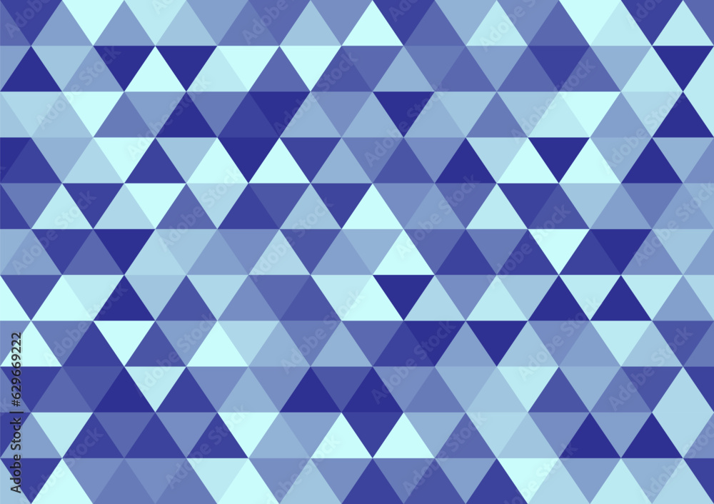 Seamless editable geometric triangle pattern in shades of blue for textiles, packaging, paper printing, simple backgrounds and texture.