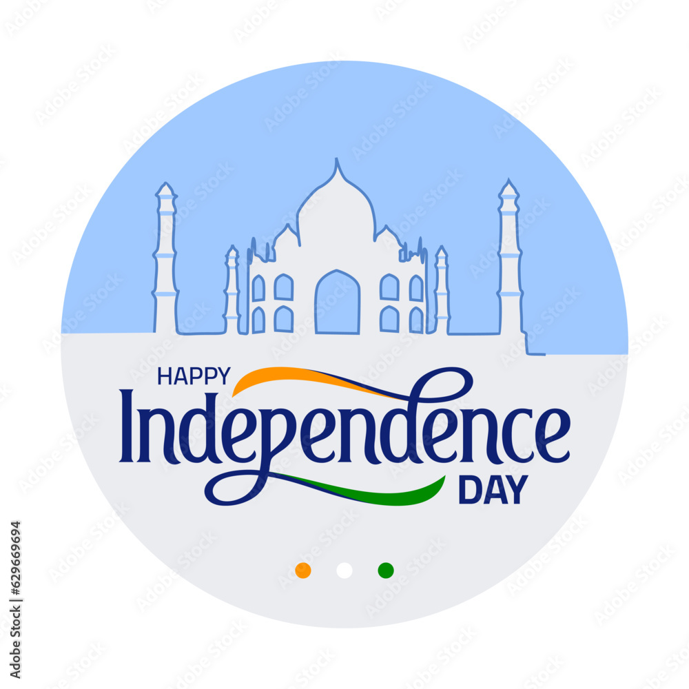 August 15, Happy independence day. Vector Greeting card design for Indian independence Day.