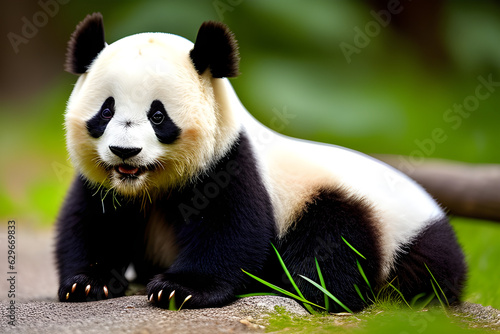 panda eating bamboo. Generative AI