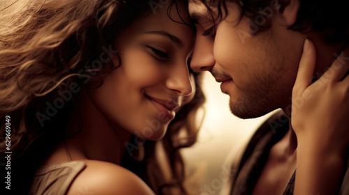 Beautiful portrait monochrome photo of a woman and a man close-up
