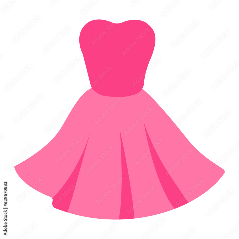 vector flat illustration with pink dress vector flat illustration with pink dress