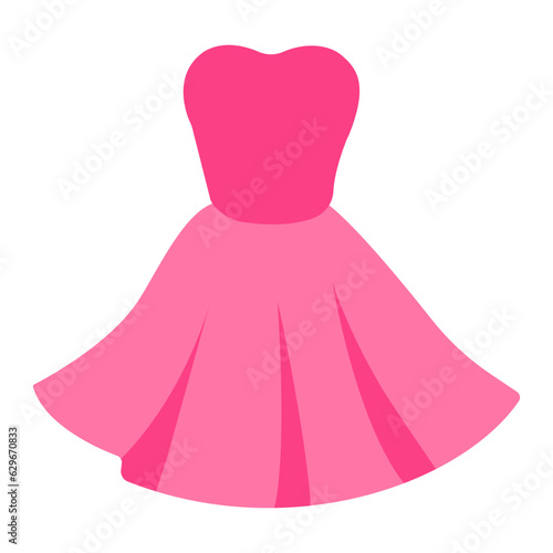 vector flat illustration with pink dress