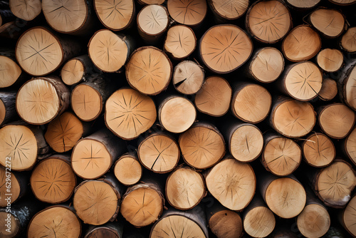 Brennholz Forst Holztapel Baumstamm - Generative AI