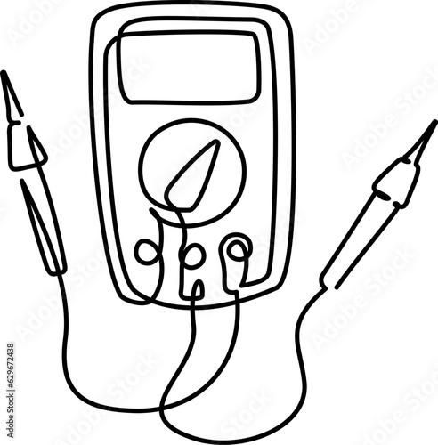Digital voltmeter multimeter isolated thin line icon. Continuous