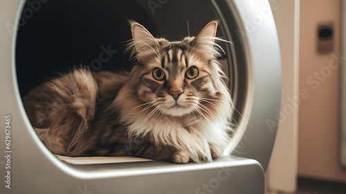 Magnetic resonance imaging MTI for cat animal, vet clinic. Generation AI © Adin